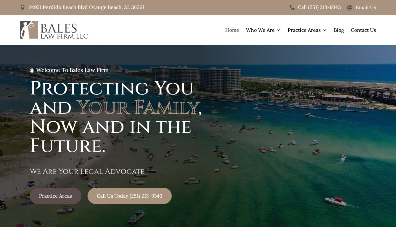 Bales Law Firm website homepage