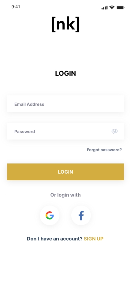 Login Screen screen for Naked Klay