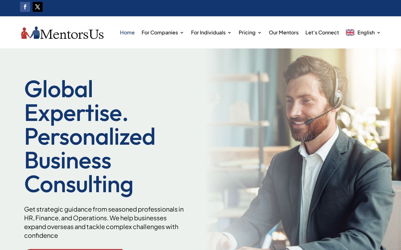 Mentors Us website homepage