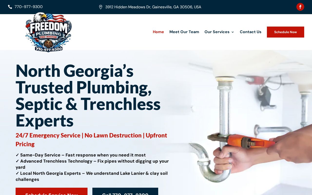 Freedom Plumbing Pro website homepage