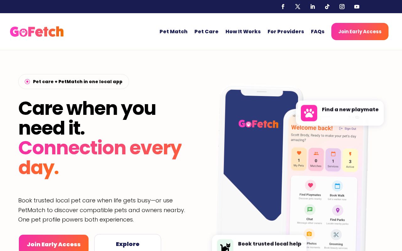 Go Fetch website homepage
